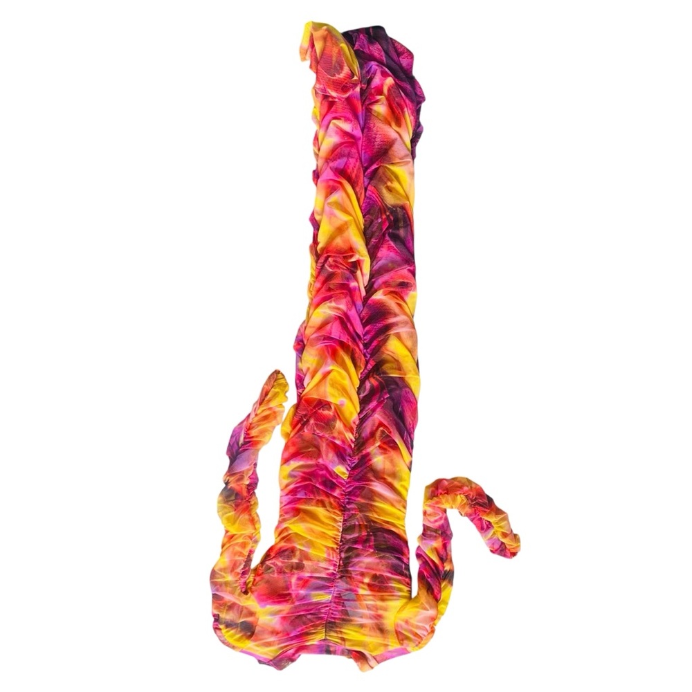 ⭐️ PRETTYLITTLETHING NWT Brown Tiger Printed Ruched Midi Dress Button Down - Picture 5 of 11